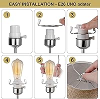Vista 4 de Soporte de arpa de pantalla de lámpara de 8 pulgadas, arpa de lámpara para base de luz E26, adaptador de ajuste UNO, juego de remates de adaptador