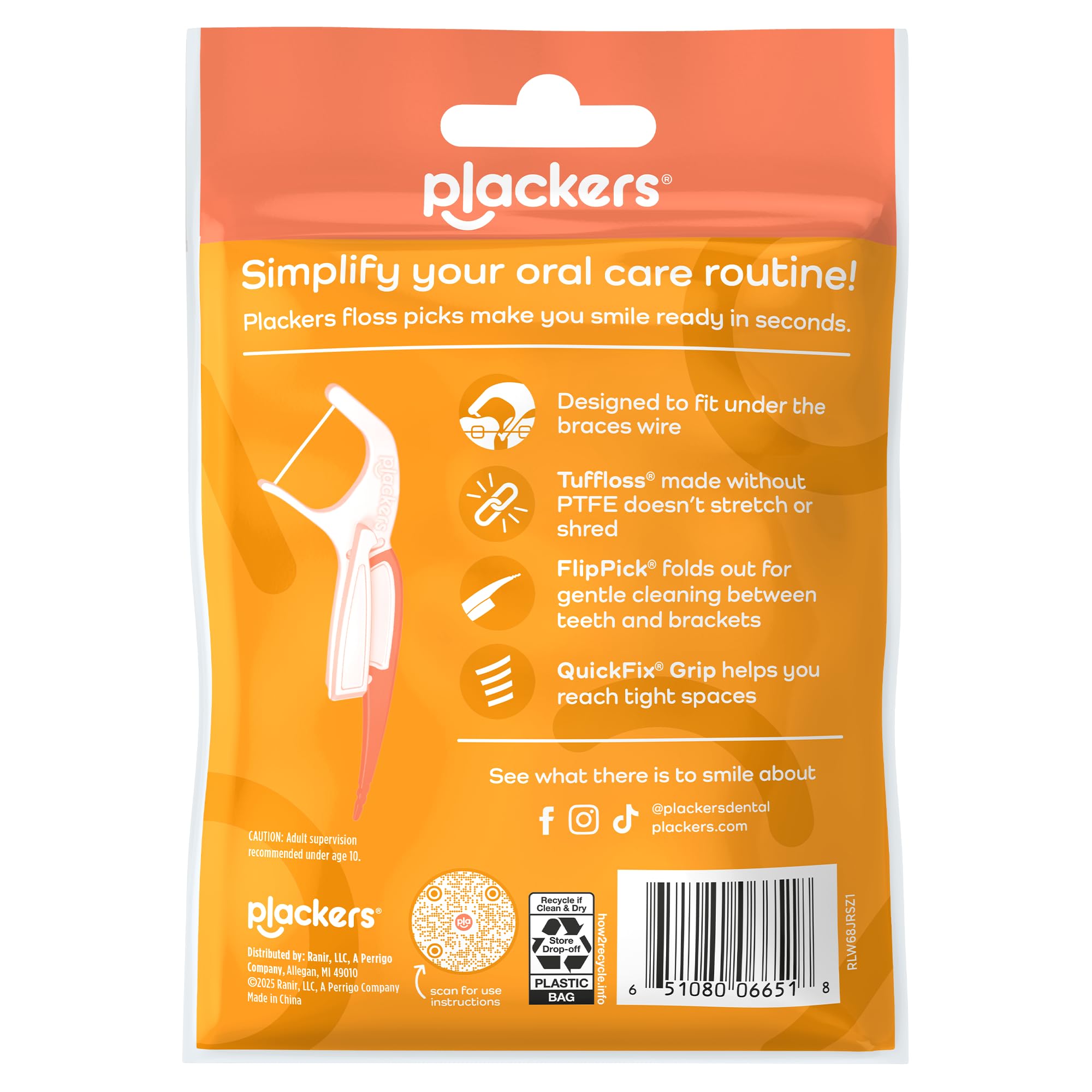 Plackers Orthopick Flossers 36 count (Packung mit 3)