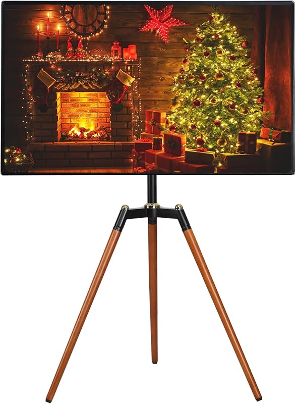 ETHU Easel TV Stand Tripod for 32-65" TV, 140° Swivel, Black and Walnut