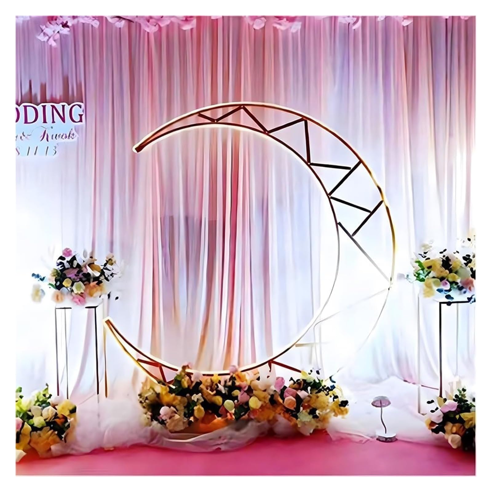 Arche De Mariage En Forme De Croissant De Lune – Lot De 2, Métal Doré, Acier Carbone | Décoration Événement - 6