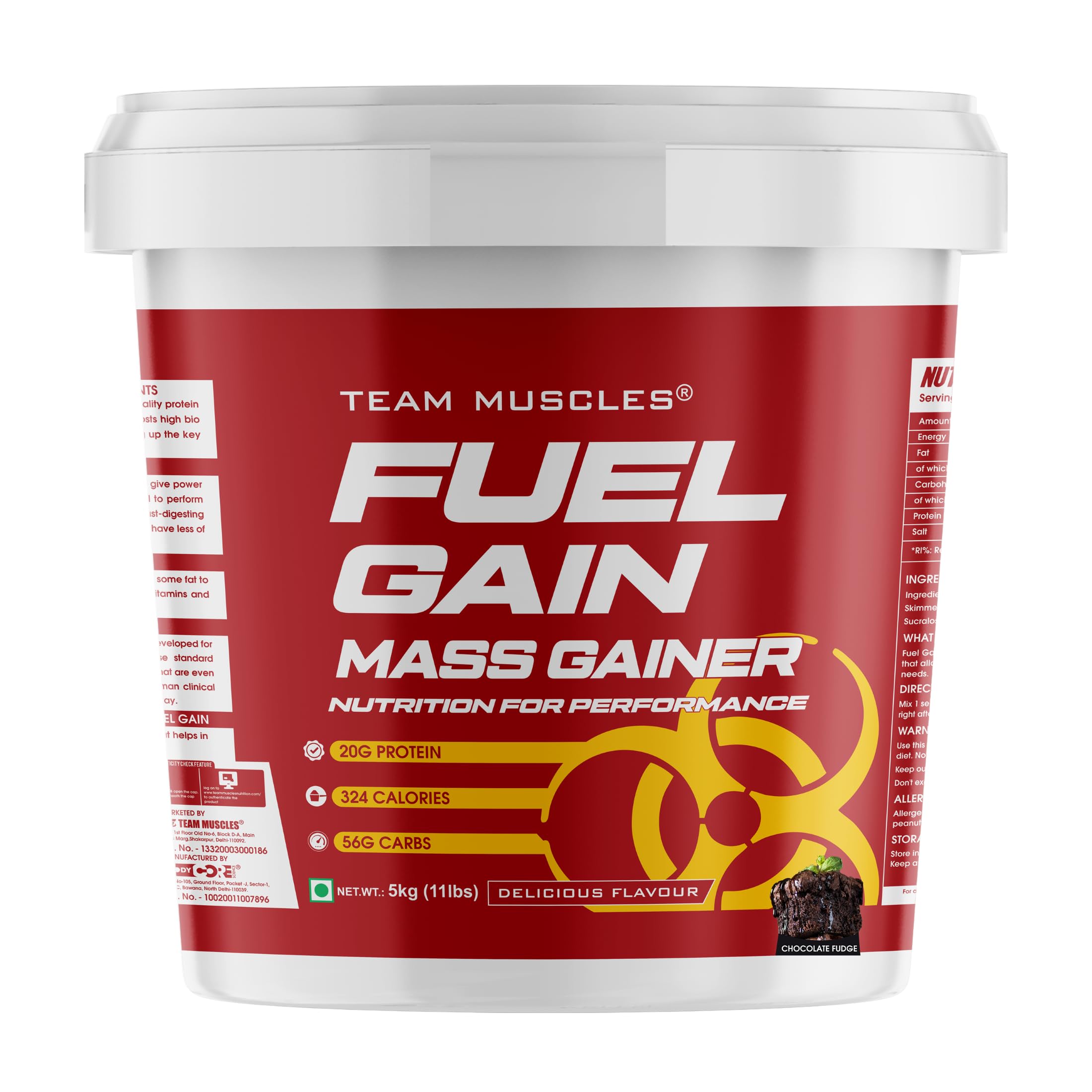 TEAM MUSCLES TM Fuel Gain Mass Gainer-5 Kg| Weight Gainer | Heavy Weight Gainer | Bulk Gainer | TM Supplement | Protein Powder (Chocolate Fudge, PO1) (B0BQBPPPPX) Amazon Price History, Amazon Price Tracker
