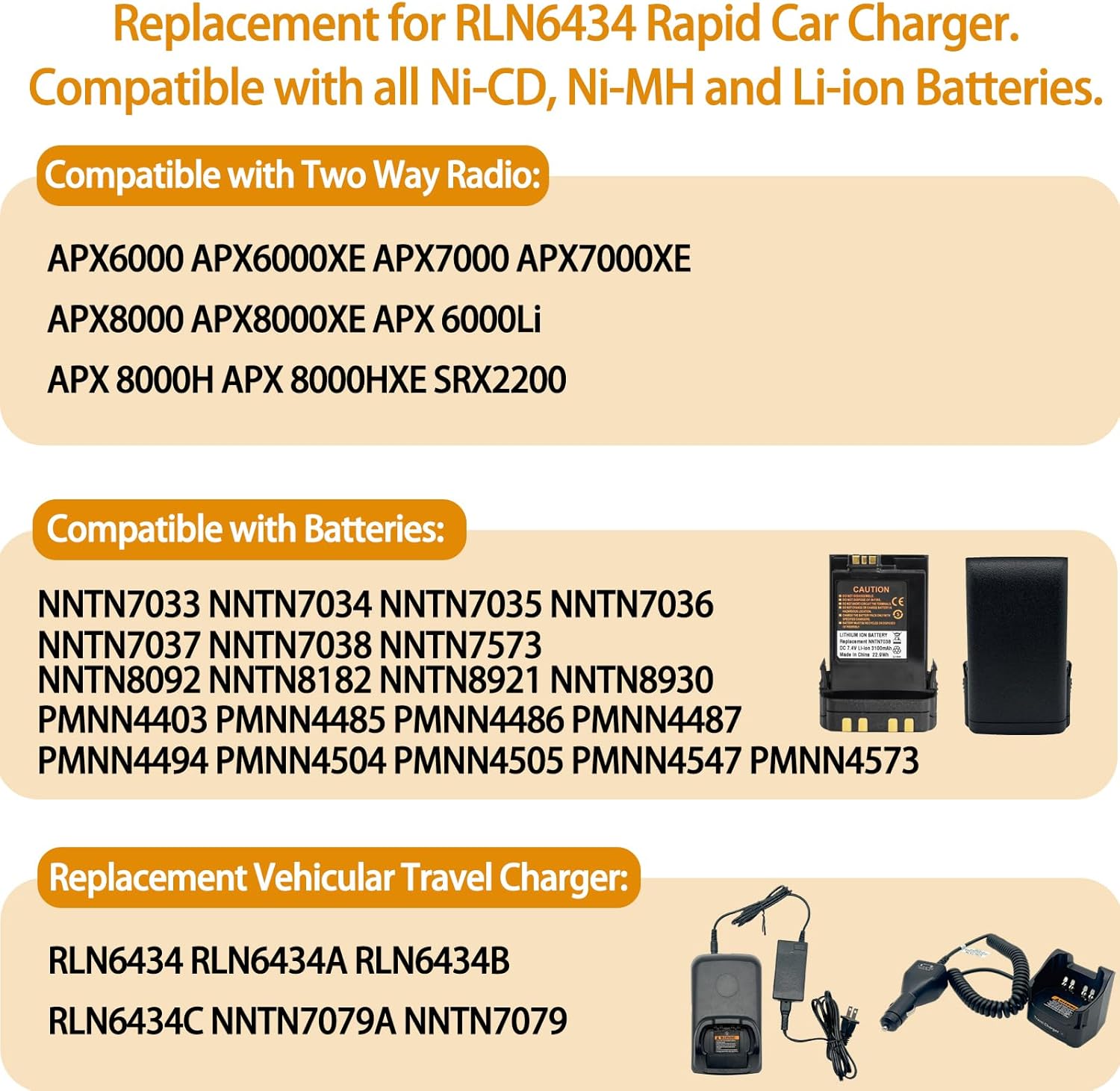 RLN6434 RLN6434A RLN6434B RLN6434C Rapid Travel Vehicular Car Charger for Radio APX6000 APX7000 APX8000 APX6000XE APX7000XE APX8000XE APX 6000Li APX 8000H APX 8000HXE SRX2200 Walkie Talkies