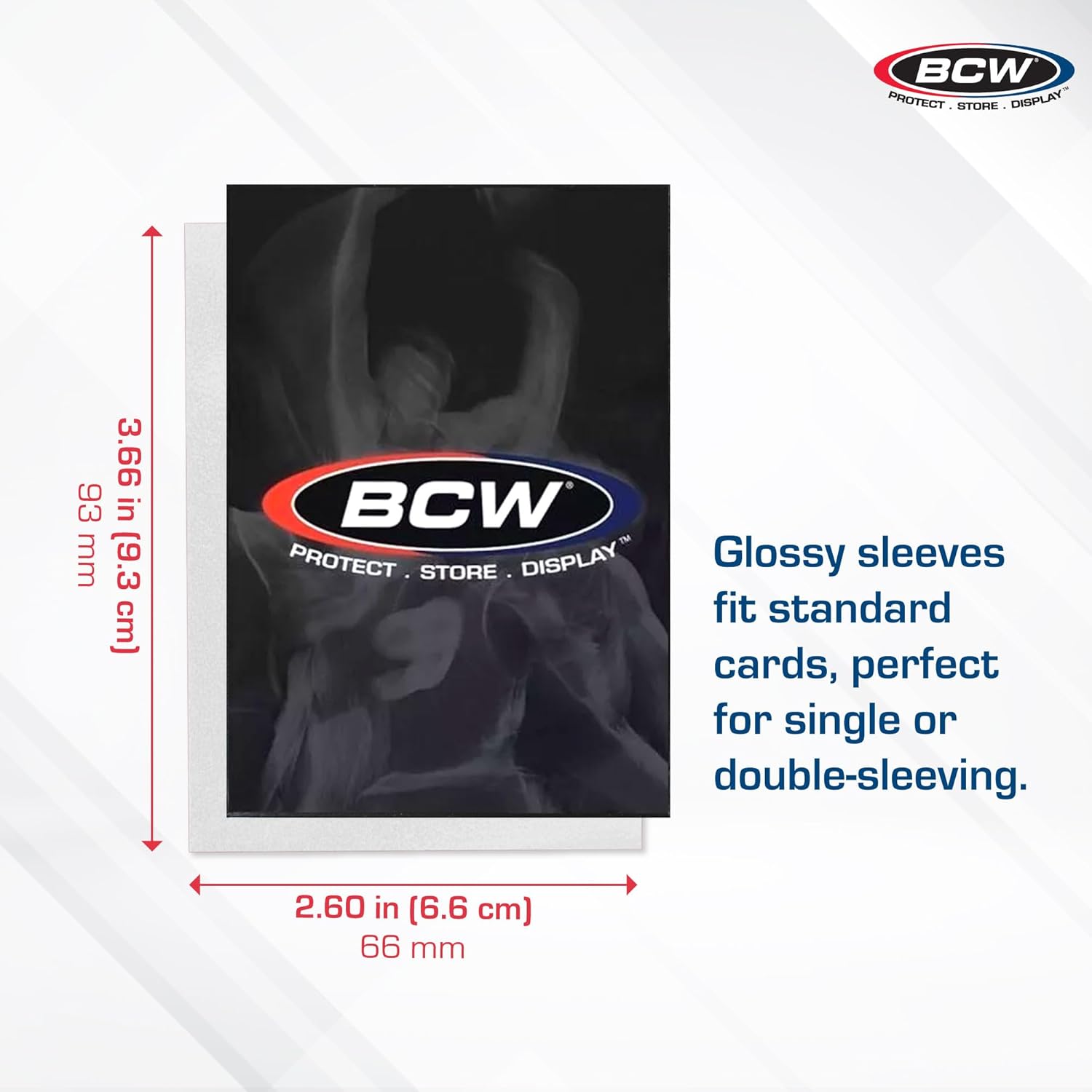 BCW Elite2 Glossy Card Sleeves – White | Crystal-Clear Front | Textured Back | Fits 2.5" x 3.5" Cards - 100 Ct