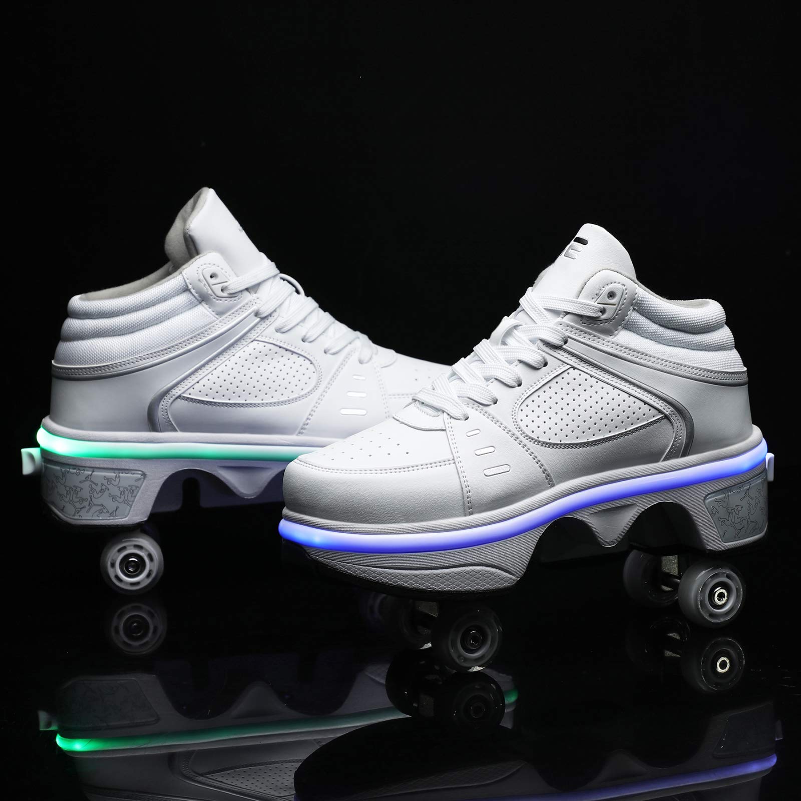 Ragazze E Ragazzi Scarpe Sportive con Rotelle per Bambini Collo Alto Retrattile Doppia Ruote Skateboard Sneakers Outdoor Multisport Running Calzature da Motion Plus Scarpe da Ginnastica,EU34