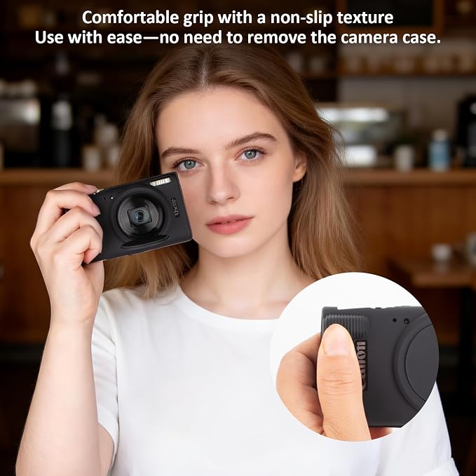 Funda kinokoo para cámara Canon ELPH 360 HS silicona negra miniatura 7