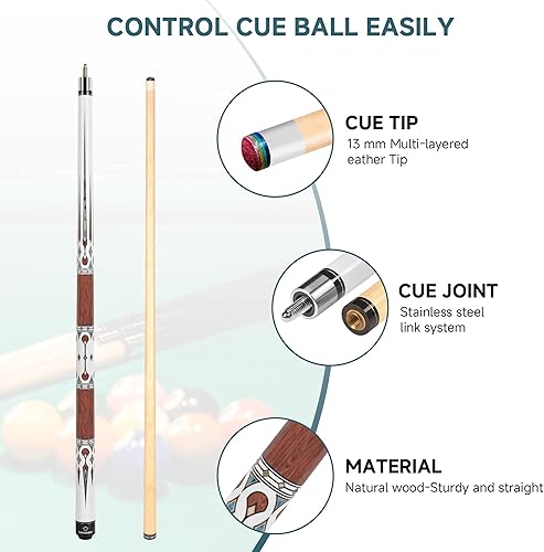 Miniatura 2 de HomeSeason Taco de Billar de 57" Tacos de Billar Profesionales de Baja Deflexión 21oz,18oz,18oz con bolsa,567 g,19oz,19oz con bolsa,Paquete de 2