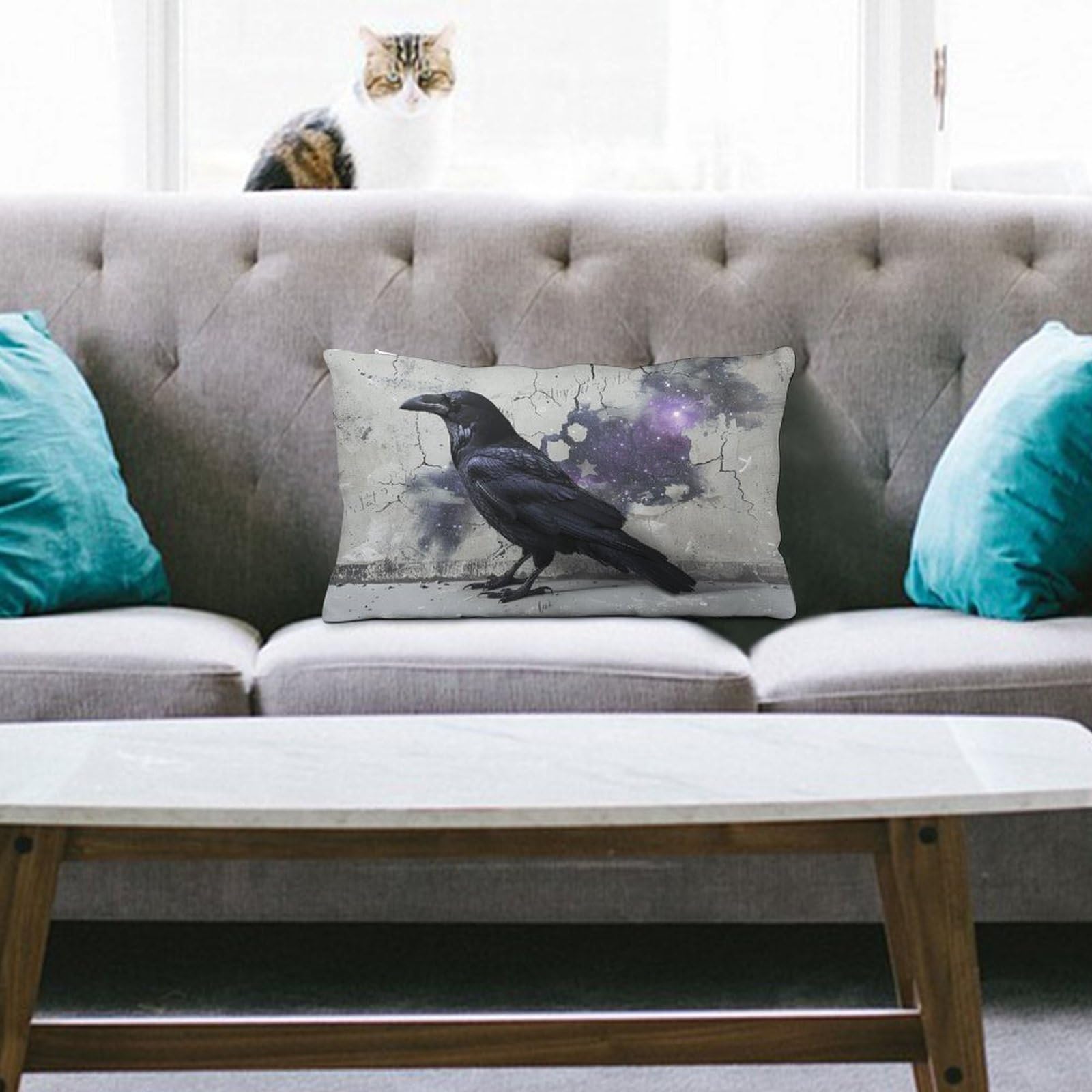 NTVOWPZO Decoration Throw Pillow Covers 8"x12" Pillowcases Covers Crow on The Ground Soft Pillowcases Modern Farmhouse Home Decor Sofa Cushions Covers for Couch Bed Living Room