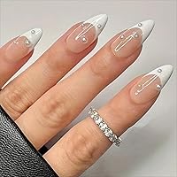 Vista 21 de Uñas postizas a presión marrón café, uñas postizas medianas de almendra, color sólido, cobertura completa, uñas postizas artificiales brillantes