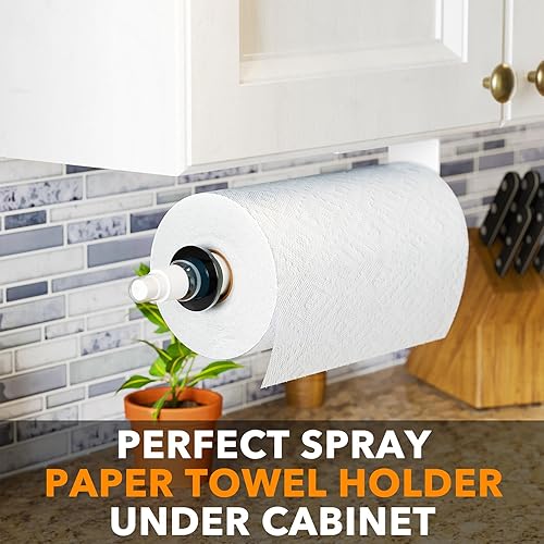 Miniatura 5 de SpaceAid SprayNeat - Soporte para toallas de papel con botella de spray, soporte para toallas de papel debajo del gabinete con rociador en el centro