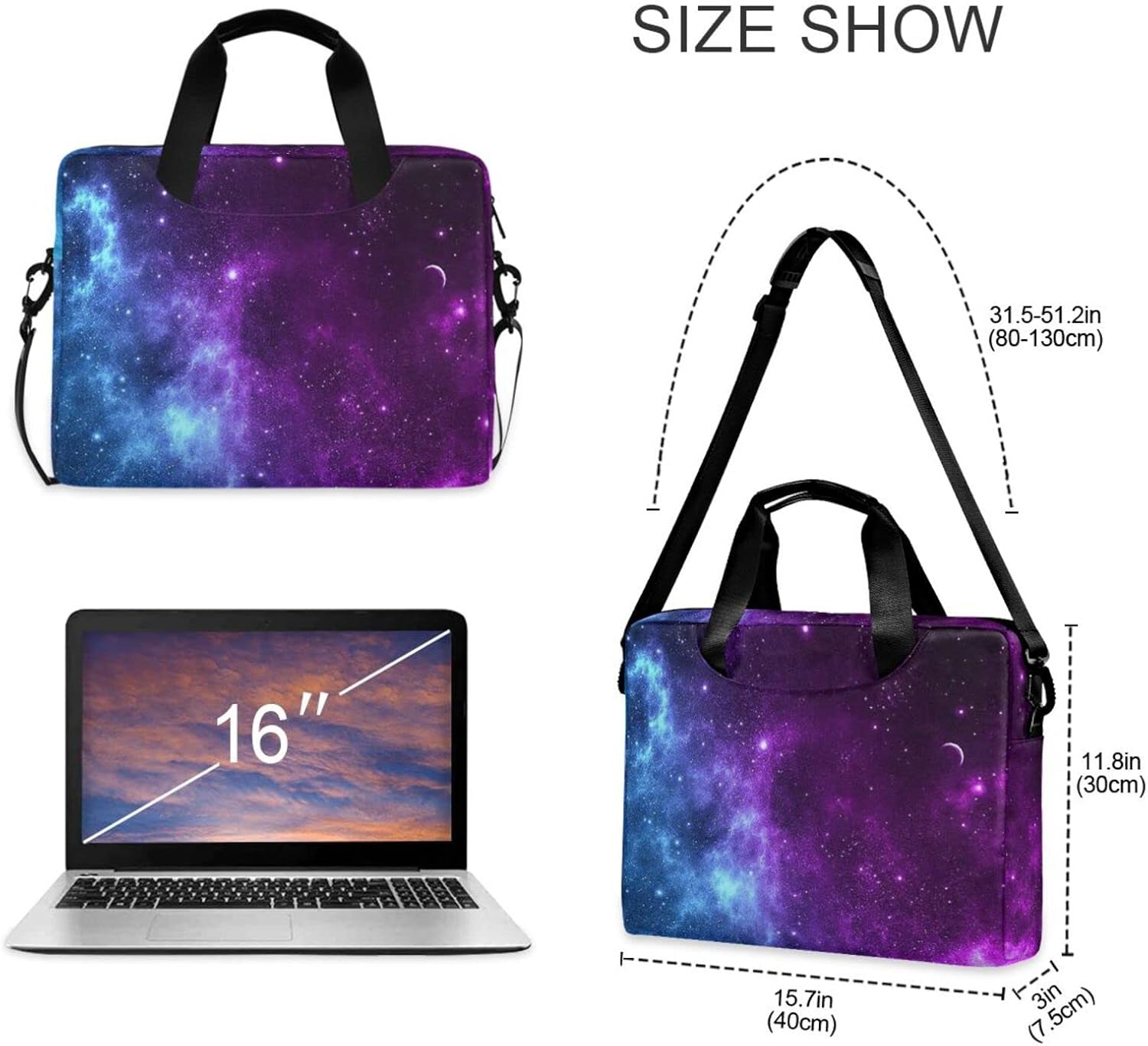 Laptop Case 15.6 inch, Galaxy Laptop Bag, Waterproof Computer Case for Women & Men