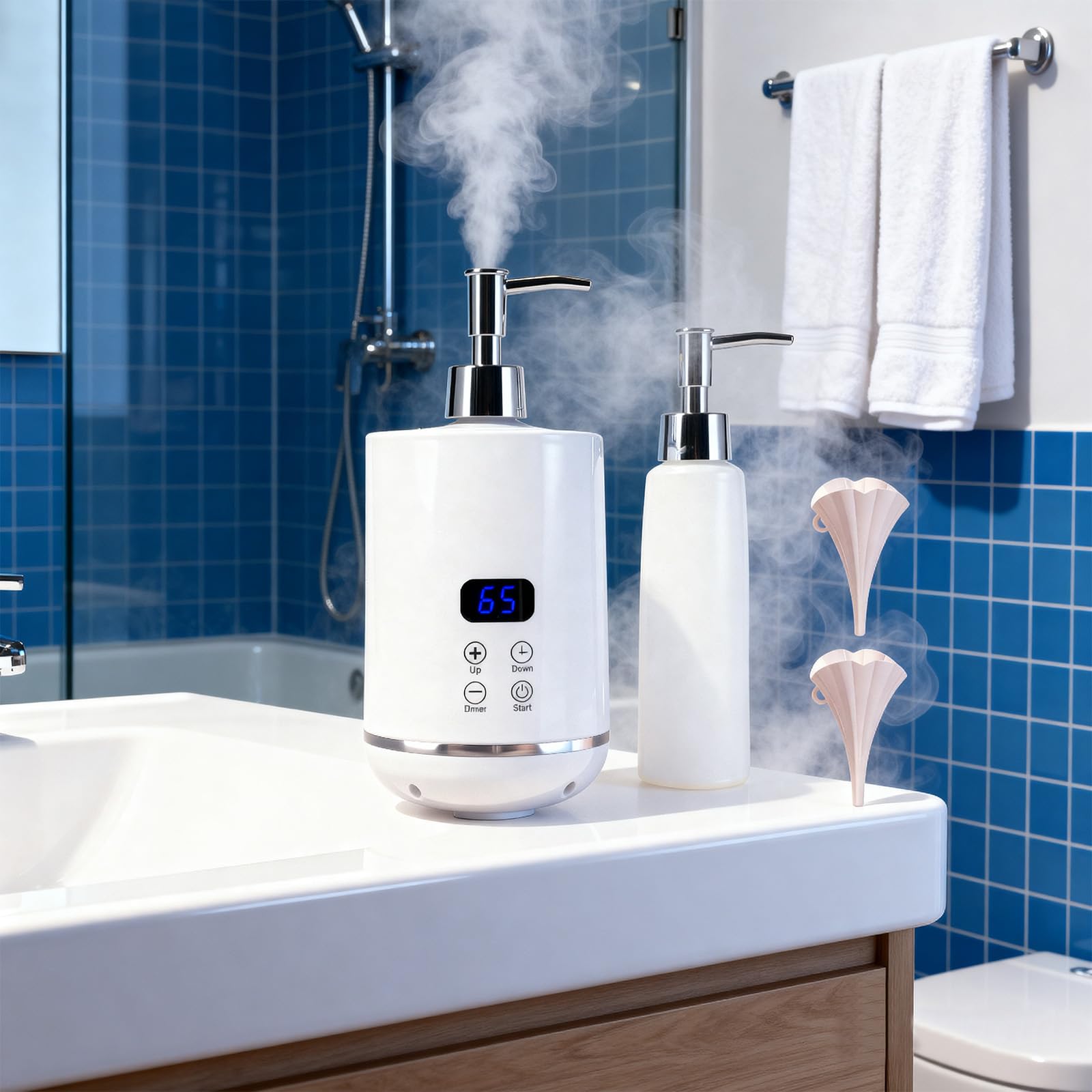 Intelligent Massageöl Wärmer 250ml mit Zwei Ölflaschenspendern und Trichter für Ätherische Öle Lotionen Cremes