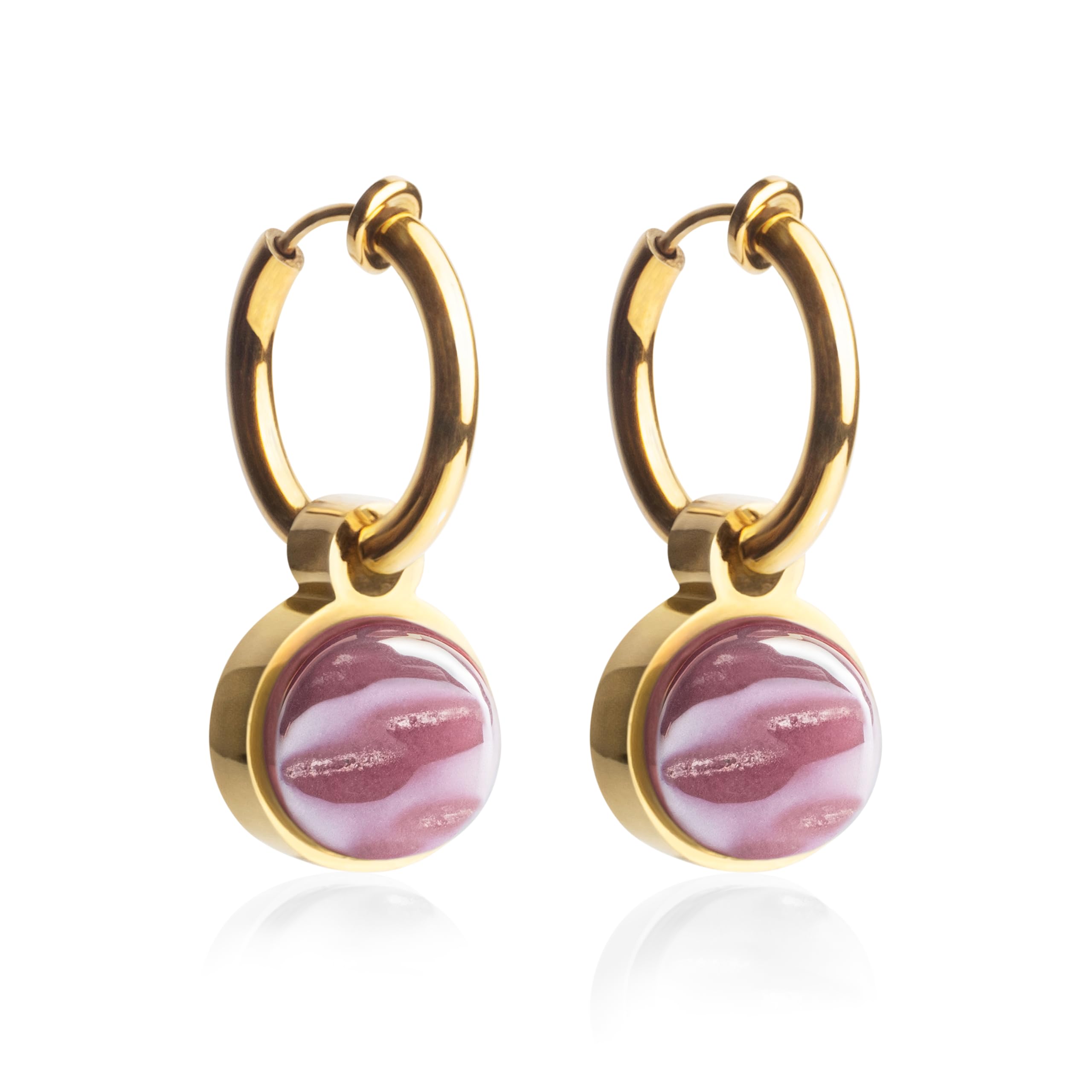 Clip Ohrringe mit Anhänger • Gold Ohrclips aus Edelstahl 18k vergoldet • mit Charm zum Wechseln • nachhaltig & handgemacht • MIX AND MATCH • Ø 14 mm