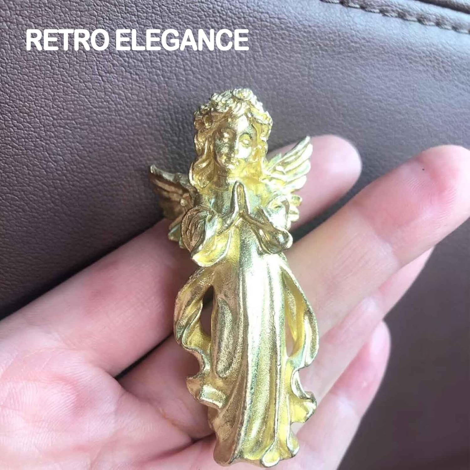 2PCS Solid Brass Angels Figurines, Knobs Cupid God of Love Gold Decorative Knob Cabinet Knob Decorative Dresser Knobs Vintage Knob Gold Cabinet Knobs for Living Room Kitchen