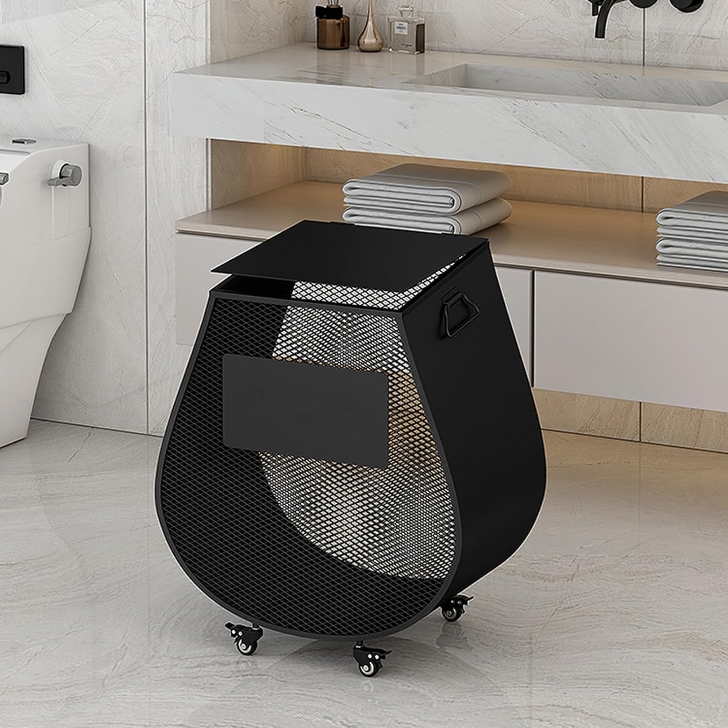 Kosz na Pranie Rollende wasmand op afsluitbare wielen Metalen gaas wasmand Winkelwagen Huishoudelijke vuile klerenmand Heavy Duty speelgoedorganizer voor badkamer Pojemnik