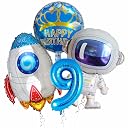 Rozi Decoration Galaxy Astronaut Theme 9th Birthday Decorations Items Set of 4 Pcs Astronaut Foil Balloons for 9th Birthday Decorations, Birthday Decoration Items for 9 Year Old Boy or Girl gallery image