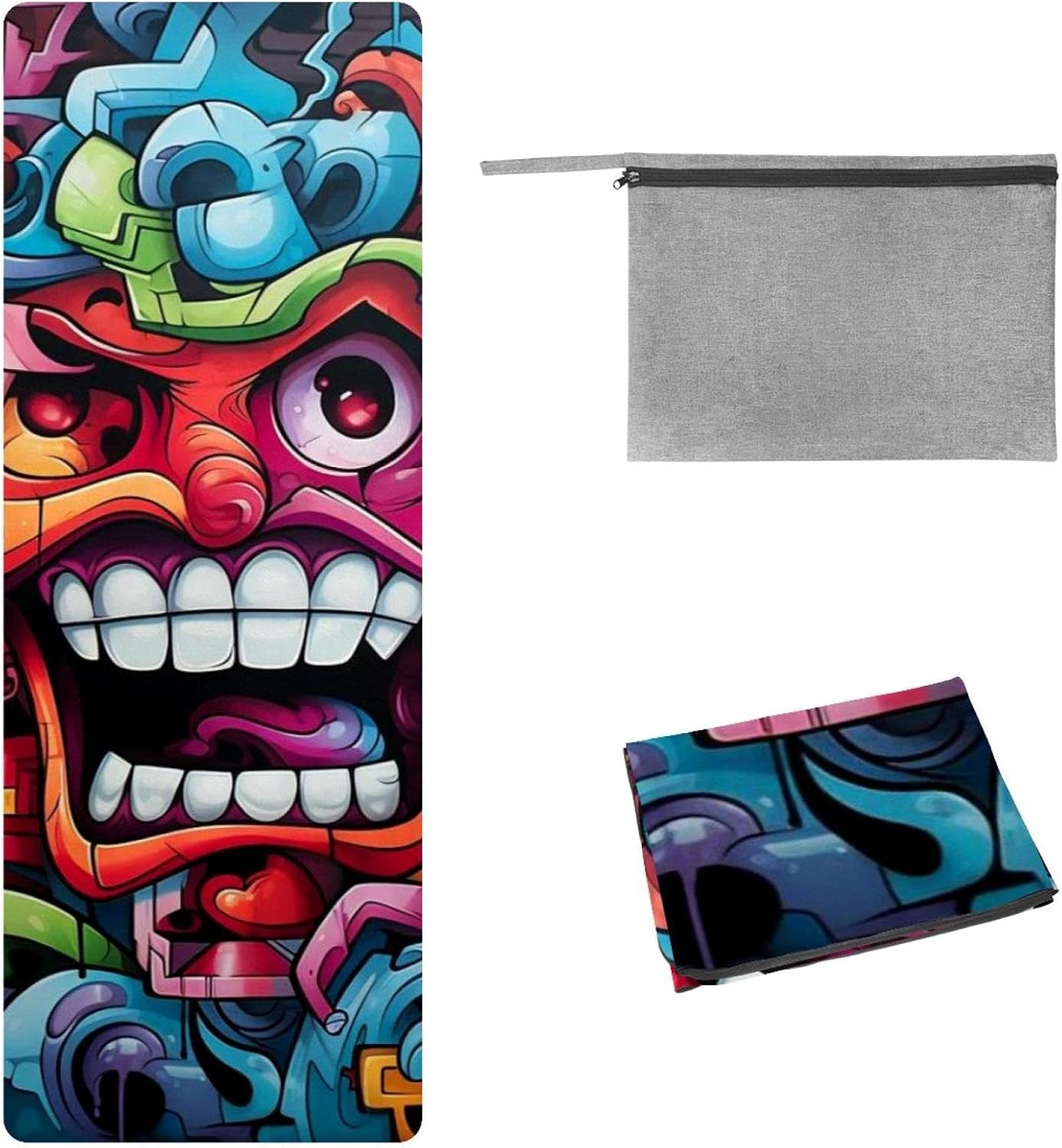 Yoga Towel, Colorful Graffiti Pattern Non Slip Sweat Absorbent Hot Yoga Mat Towel for Hot Yoga, Pilates and Fitness - 72.8" x 26.8"