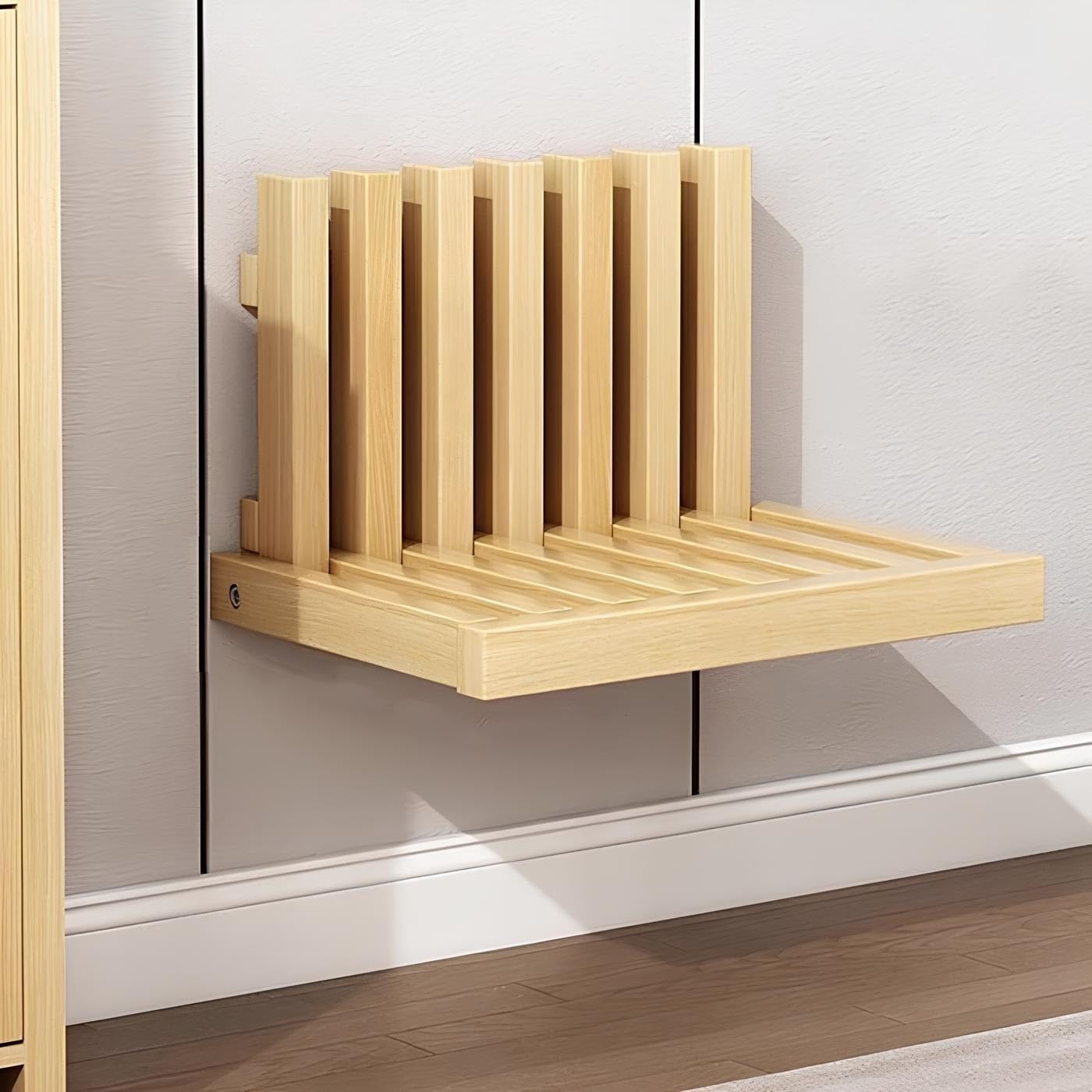 Banc de douche pliable en bois massif gain de place et modulable