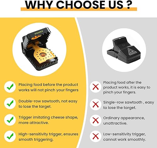 Miniatura 7 de Trampas para ratones PAMAX, trampas para ratones para el hogar, interior y exterior, rápidas y efectivas, reutilizables, carcasa de plástico ABS