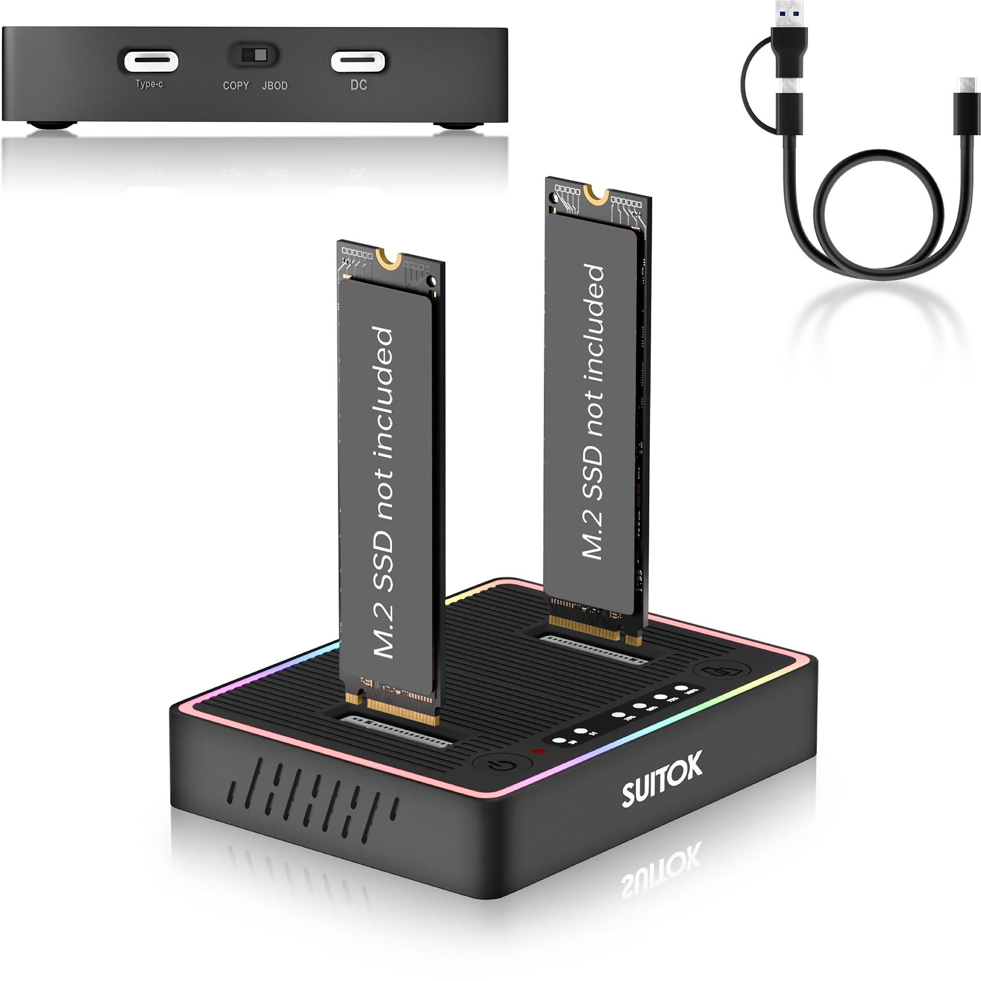 Amazon.com: SUITOK M.2 Duplicator Cloner Dual-Bay Offline USB C to