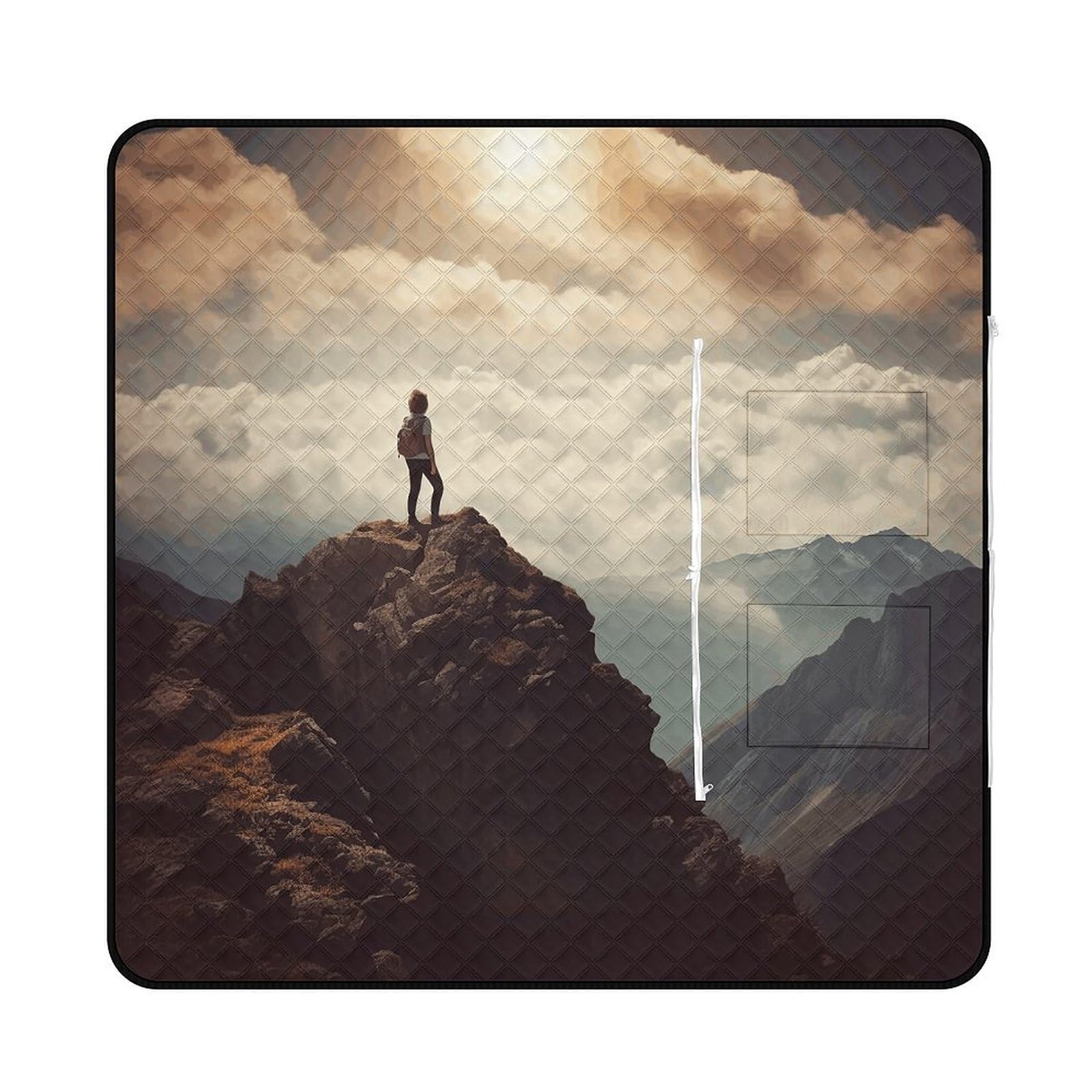 Tapis de pique-nique portable pliant pour plage et intérieur avec imprimé montagne