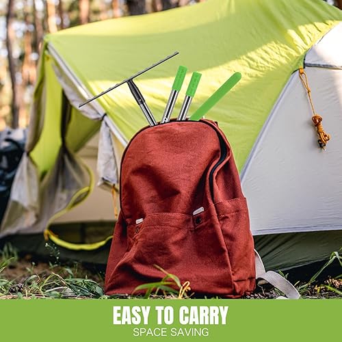 Miniatura 6 de Joyhalo Rastrillo de jardín de 14 dientes, longitud ajustable de 30.5 a 57 pulgadas, metal, nivela suelo y rocas