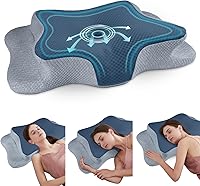 Vista 19 de Almohada cervical para el cuello para aliviar el dolor de dormir, almohadas de espuma viscoelástica de contorno, almohadas ergonómicas para dormir