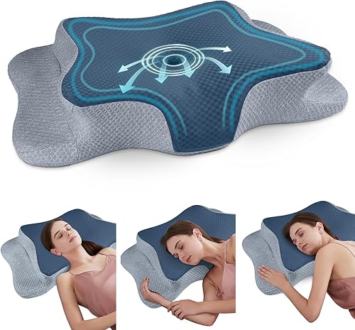 Almohada cervical para el cuello para aliviar el dolor de dormir, almohadas de espuma viscoelástica de contorno, almohadas ergonómicas para dormir