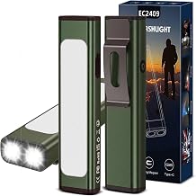 Pocket Flashlight, 1200 Lumens Rechargeable EDC Flashlight with Clip, USB-C Port, 3 Modes Waterproof Warning Light for Working, Camping, Repairing, Emergencies Green, 2PCS