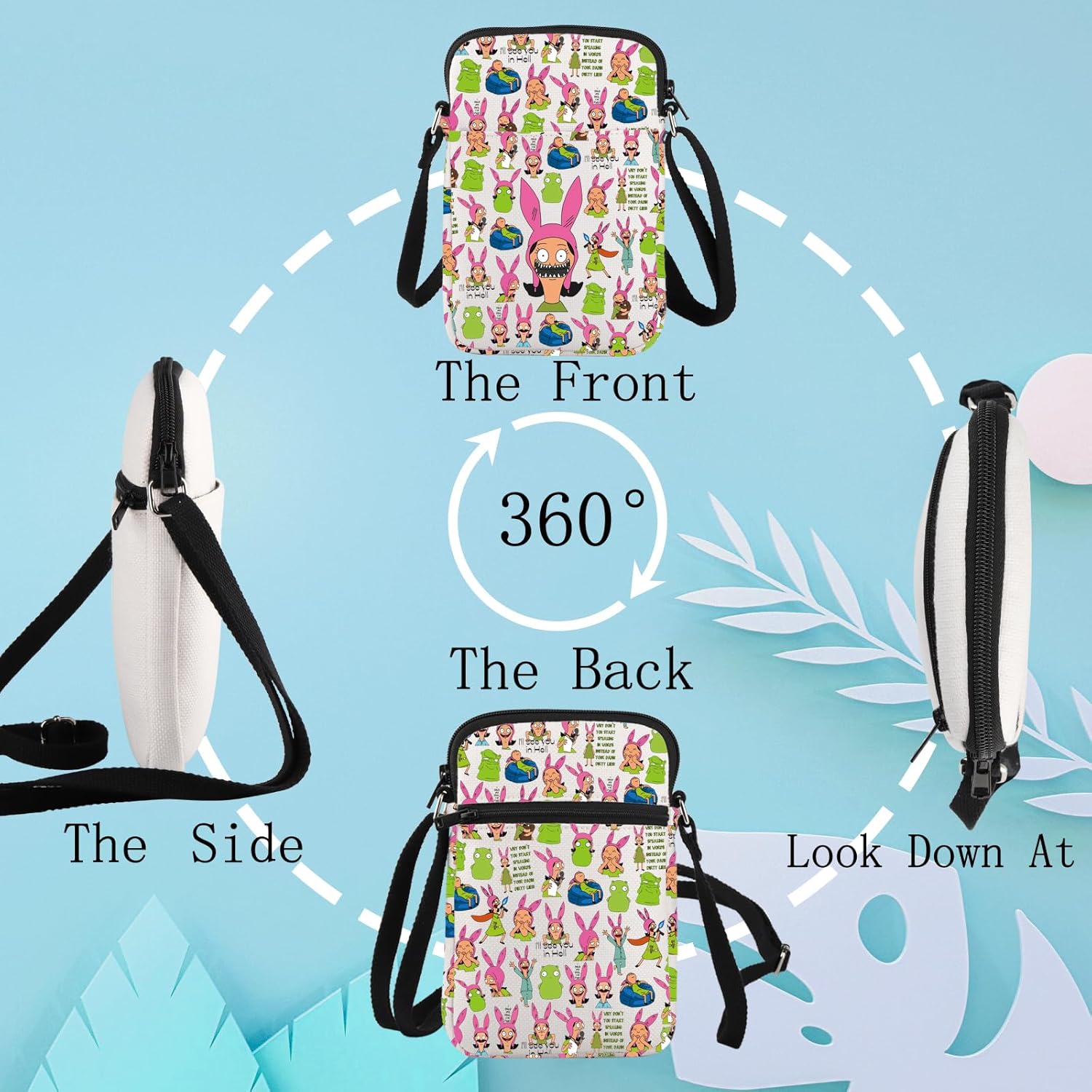 LEVLO Louis Belcher Crossbody Bag, Bob's Burgers Merchandise, Unisex-Adults, Medium - Image 6