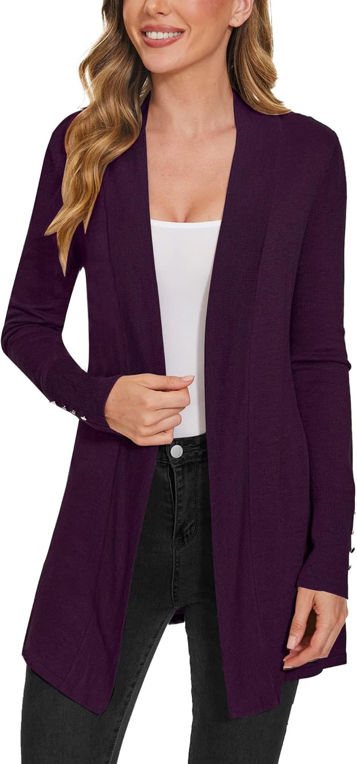 Cárdigan Breezy Lane Mujer - Punto Ligero, Frente Abierto, Manga Larga, Colores Múltiples