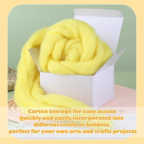Vista 32 de 3.53 oz lana Roving, suministros de fieltro de lana, lana pura, hilo grueso, hilado de lana giratoria para fieltro de aguja, fieltro húmedo, Blanco