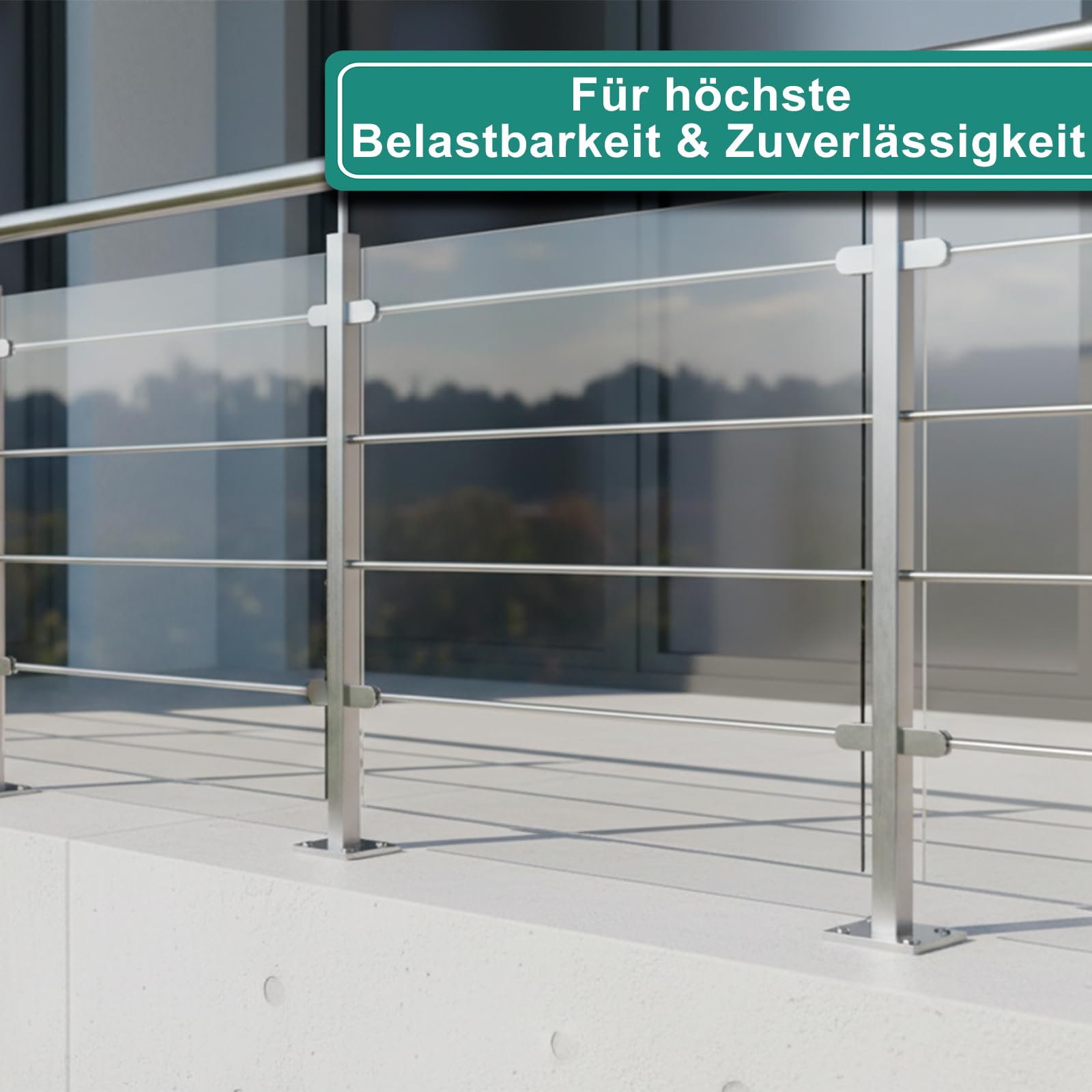 PRIOstahl Bodenanker mit Rändelung Bodenplatte Bodenhülse Ankerplatte x 4 Stück 4-loch Platte für Rohre & Pfosten (Ø 40x40x2mm) zur Verankerung Geländerbau Treppen Balkon Rostfrei aus Edelstahl V2A