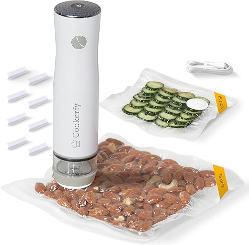 Máquina selladora al vacío con pantalla digital, selladora al vacío de mano compacta para almacenamiento de alimentos, flujo de aire de 8 L, batería