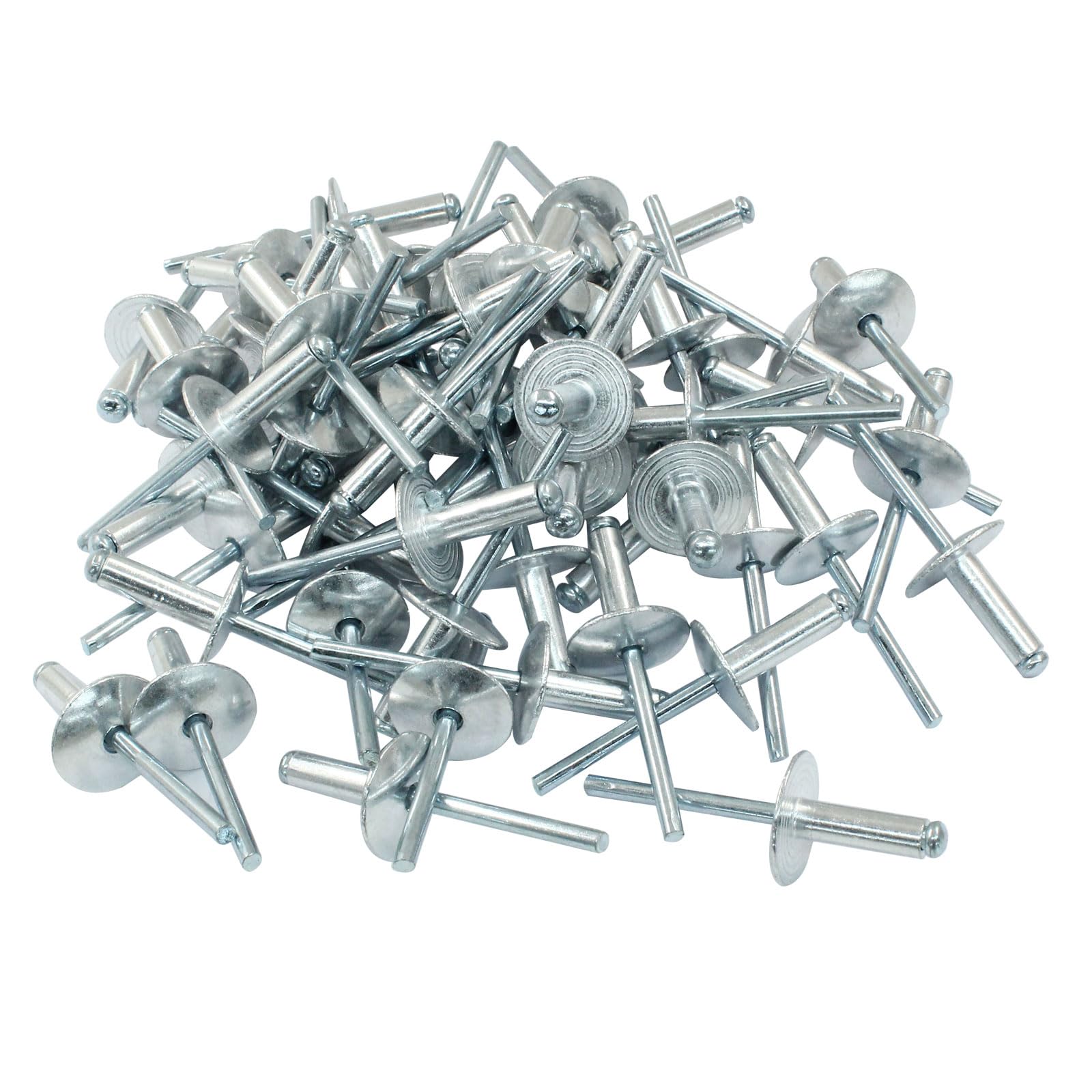 100 Pcs Aluminum Blind Rivet 3/16" x 5/8" Large Flange Pop Rivets, 5/8" Flange Diameter, Aluminum Blind Rivets 3/16" Diameter x 5/8" Grip