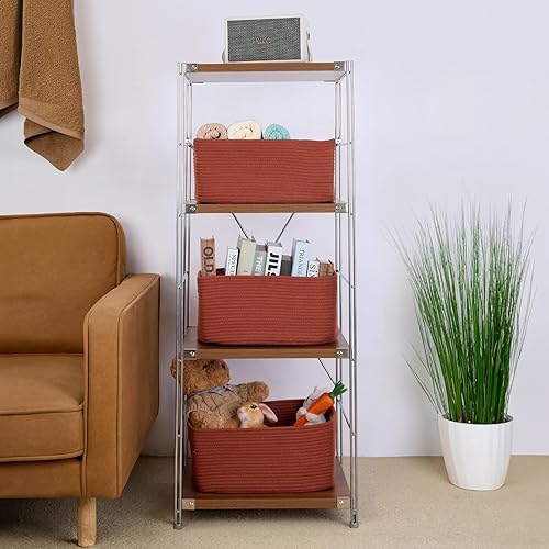 Miniatura 126 de Cestas grandes de almacenamiento para estantes, organizadores de armario, para ropa, manta, toallas, guardería, caja de juguetes, cestas de cuerda