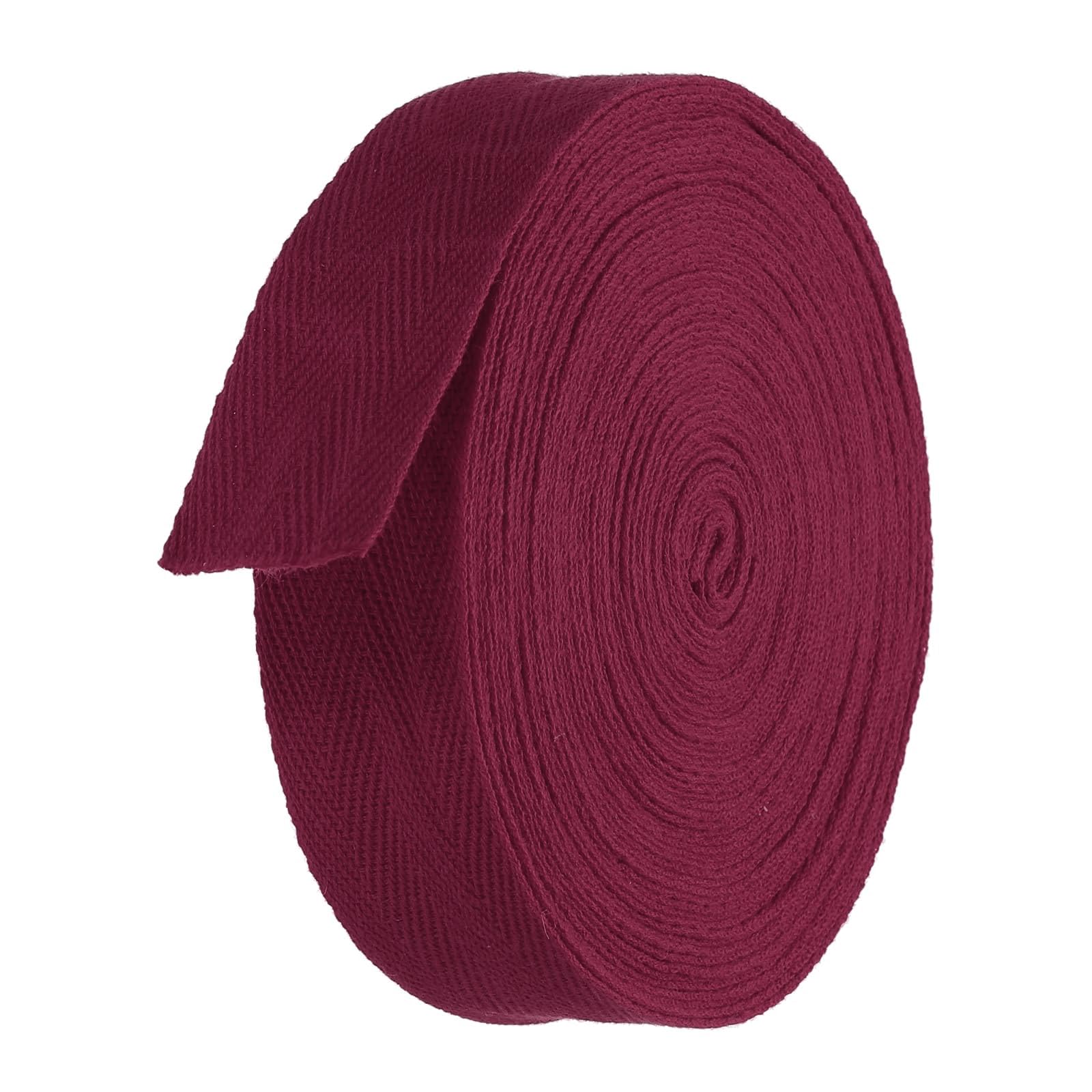 TA-VIGOR Cotton Twill Tape Ribbon 30mm, 10 Yards Bias Binding Tape Bunting Tape Soft Natural Herringbone Webbing Tape Roll for Sewing Dressmaking Gift Wrapping DIY Craft, Dark Red
