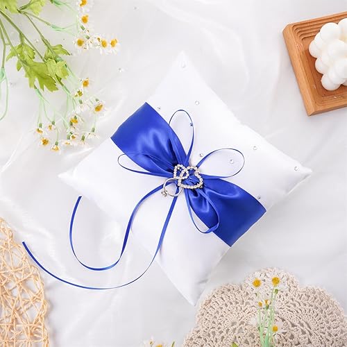 Miniatura 24 de QIRMIZI Almohada de anillo, cojín de anillo de perlas, portador de anillo, soporte de anillo para boda en la playa, ceremonia de boda, propuesta