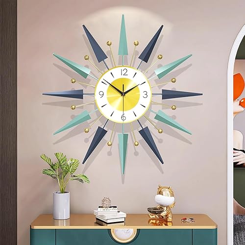 Miniatura 3 de Reloj de pared de 24 pulgadas, reloj de pared grande para decoración de sala de estar, reloj de estrella en explosión, gran decoración moderna de