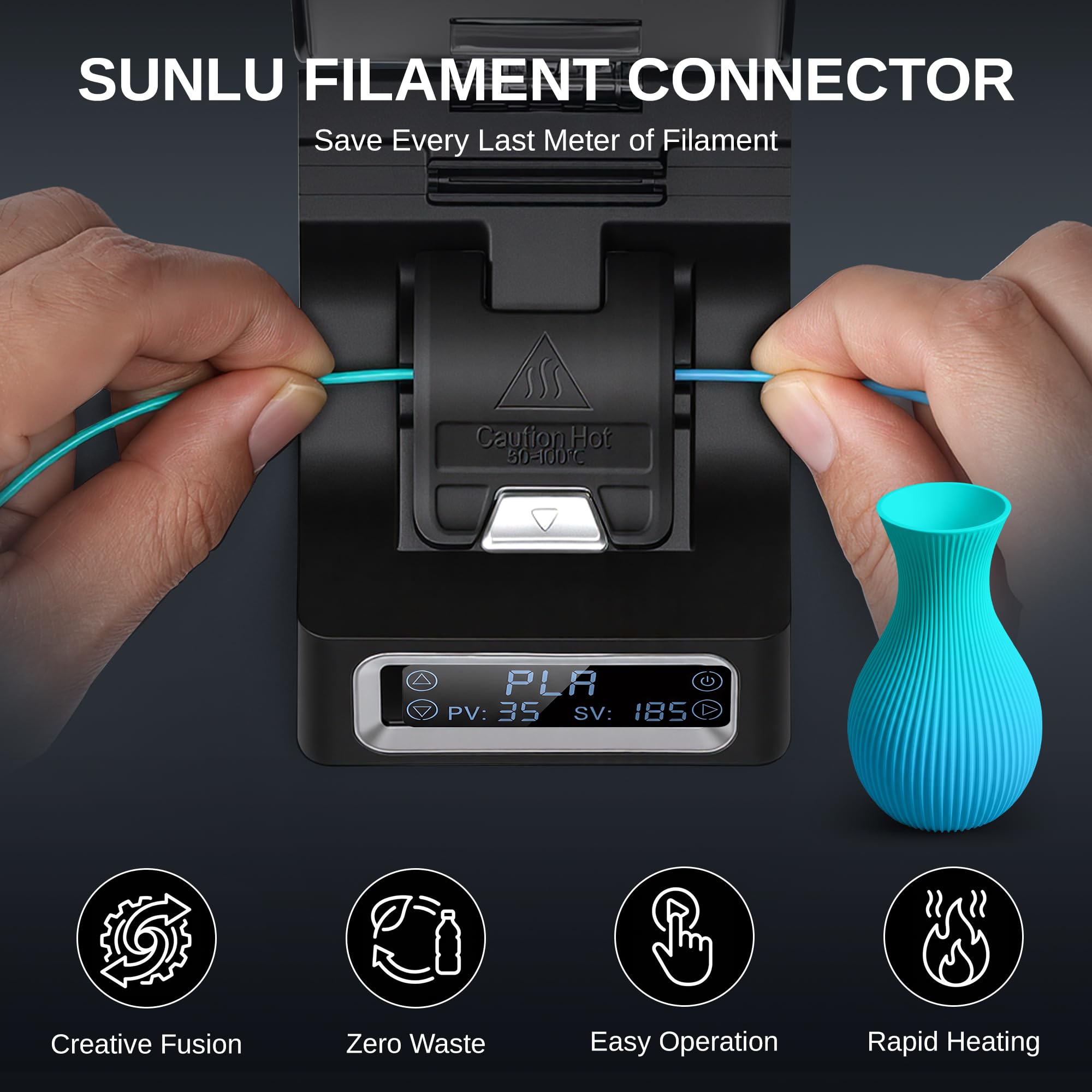 SUNLU Filament Verbinder für 1,75 mm 3D Drucker Filament, 200 PTFE Hülsen