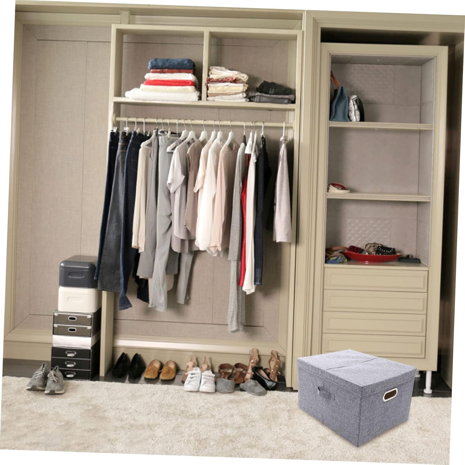 Fabric Storage Box with Lid for Organizing Sundries Storage Bin for and Girls Toys Clothes and More