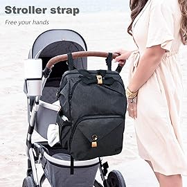 Hap Tim Diaper Bag Backpack,Large Capacity Travel Back Pack Maternity Baby Nappy Changing Bags, Double Compartments with Stroller Straps,Waterproof,Black (US7340-DG)