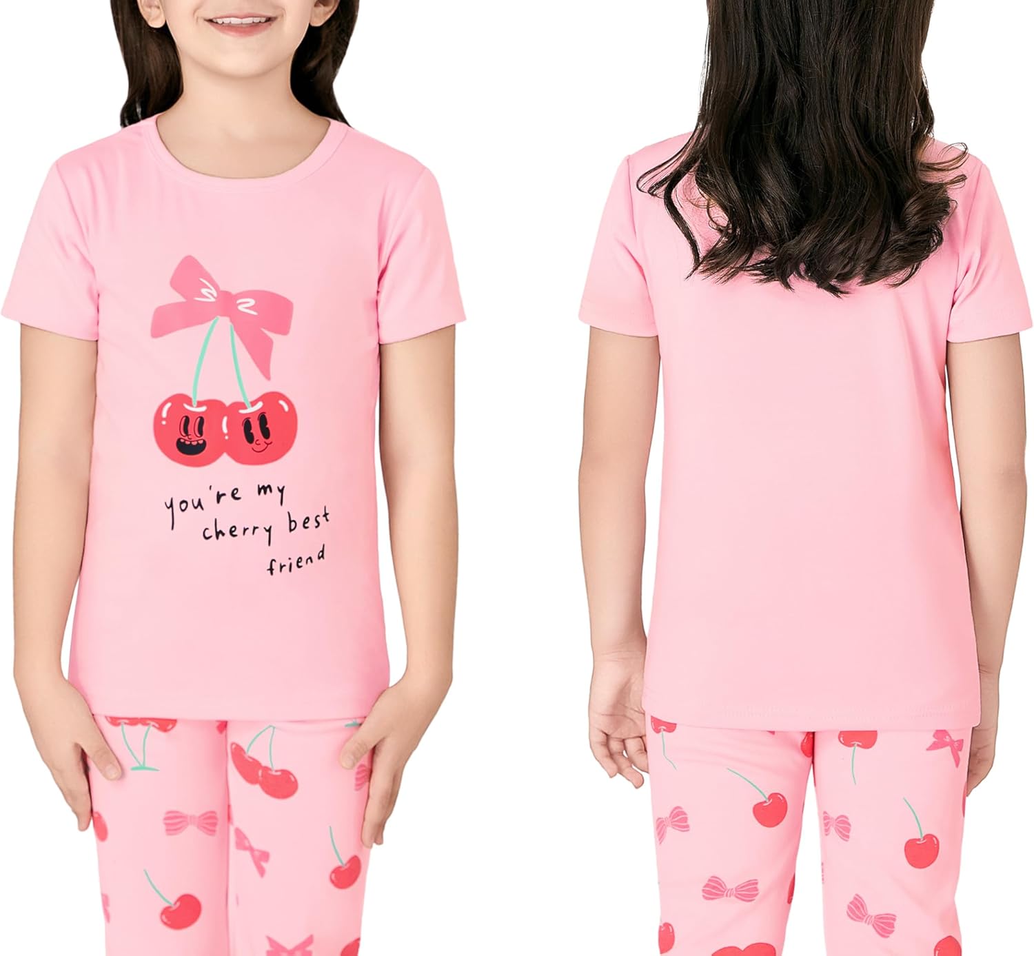 Topgal Little & Big Girls Cotton Knit Pajama 3-Piece Shorts Pants Summer PJ Set Size 4-14 - Image 2