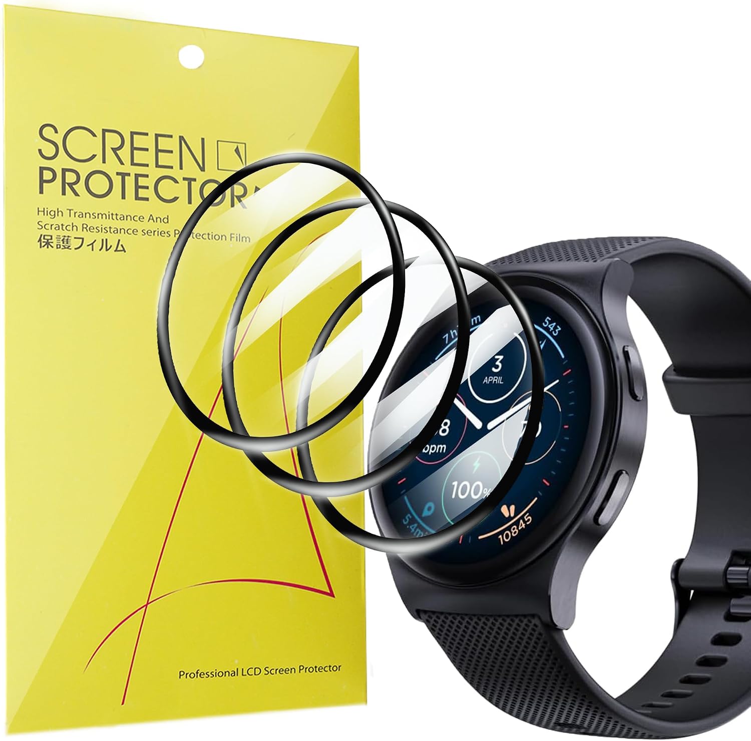 Lamshaw Compatible for Moto Watch 120 Screen Protector, [3 Pack] 3D Full Coverage PET Soft Screen Protector Film Compatible for Moto Watch 120 (3 Pack)