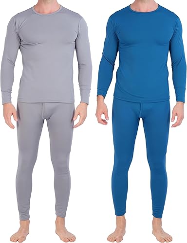 Real Essentials 4 piezas conjuntos de ropa interior térmica para hombre, pantalones largos de forro polar de manga larga (disponible en tallas