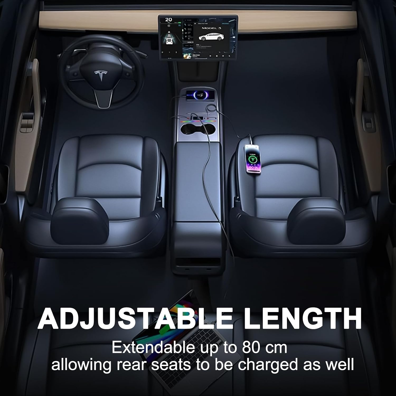 Multifunction USB Hub Docking Station 4-Ports Compatible for Tesla Model 3 Highland 2024+ & Model Y Juniper 2025+ (Docking Station-Type C + Type C)