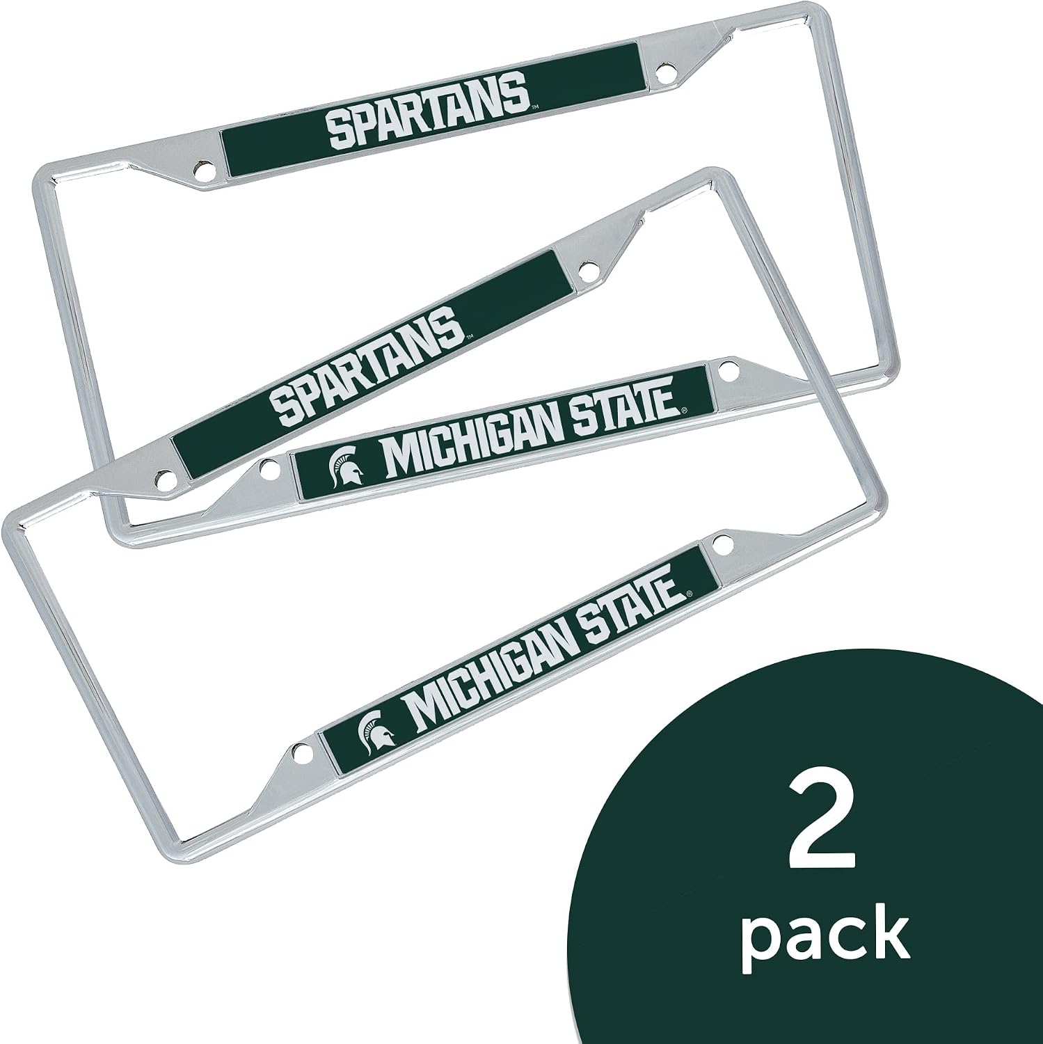 Desert Cactus Michigan State University License Plate Frame Metal Car Tag Holder for Front or Back of Car Officially Licensed (Mascot 2-Pack)