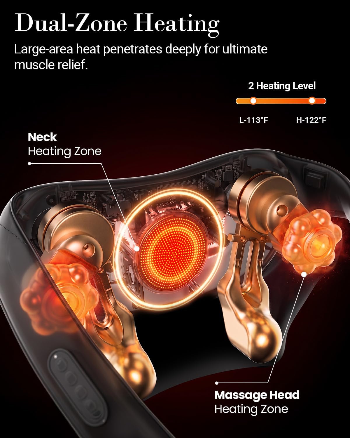 CuPiLo Neck and Shoulder Massager with Heat for Pain Relief Deep Tissue, Electric Cordless 4D Shiatsu Neck Massager for Relax Neck, Shoulder & Back, Use at Home, Office