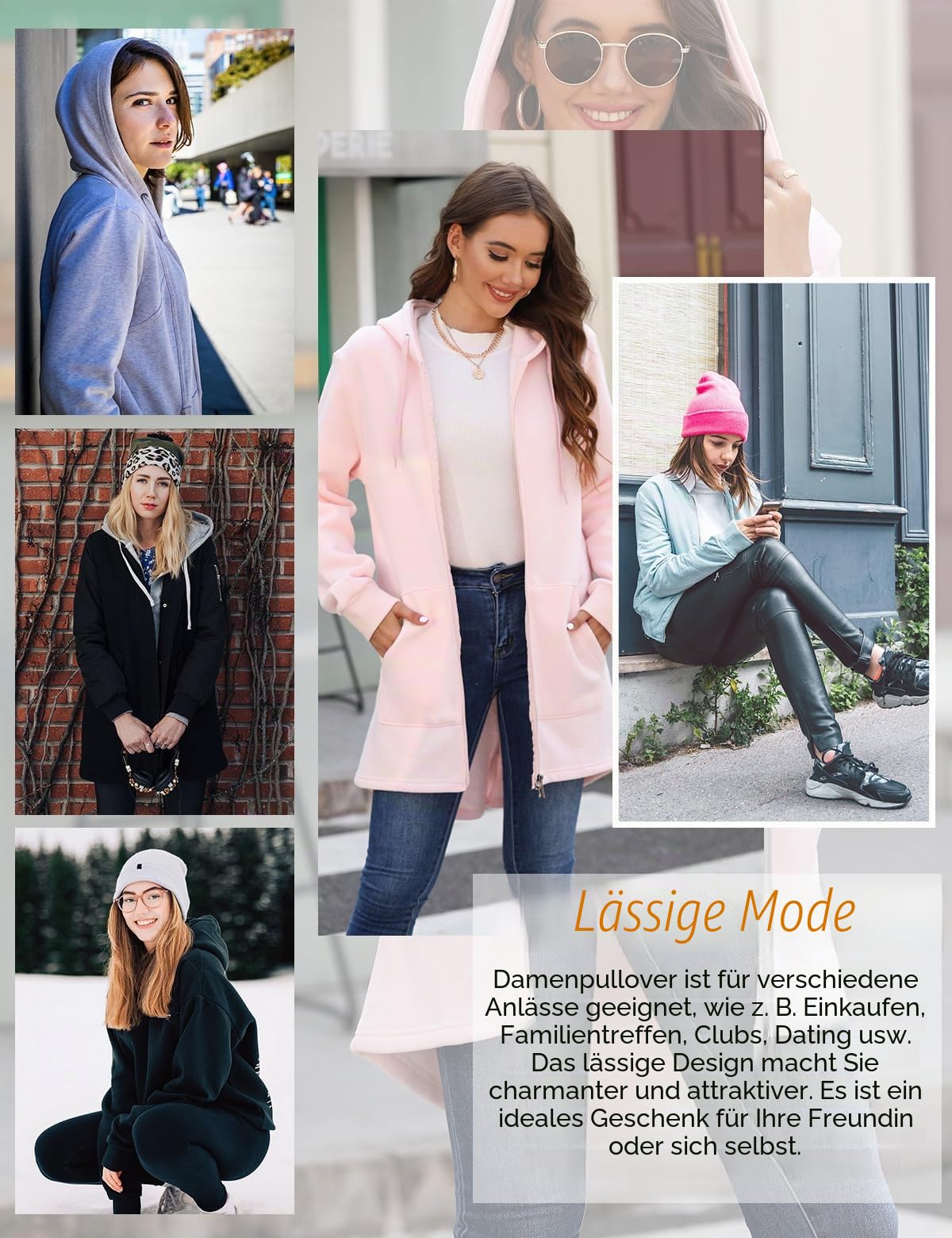 CMTOP Damen Sweatjacke Hoodie Kapuzenpullover mit Zipper Sweatshirt Jacke Langarm Pullover Kapuzenpulli Outwear Kapuzenjacke Herbst Winter