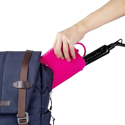 Miniatura 4 de ZAXOP Funda de silicona resistente al calor para plancha plana rizador herramientas de cabello caliente rosa caliente