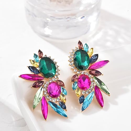 Miniatura 7 de Aretes colgantes vintage con diamantes de imitación para mujer
